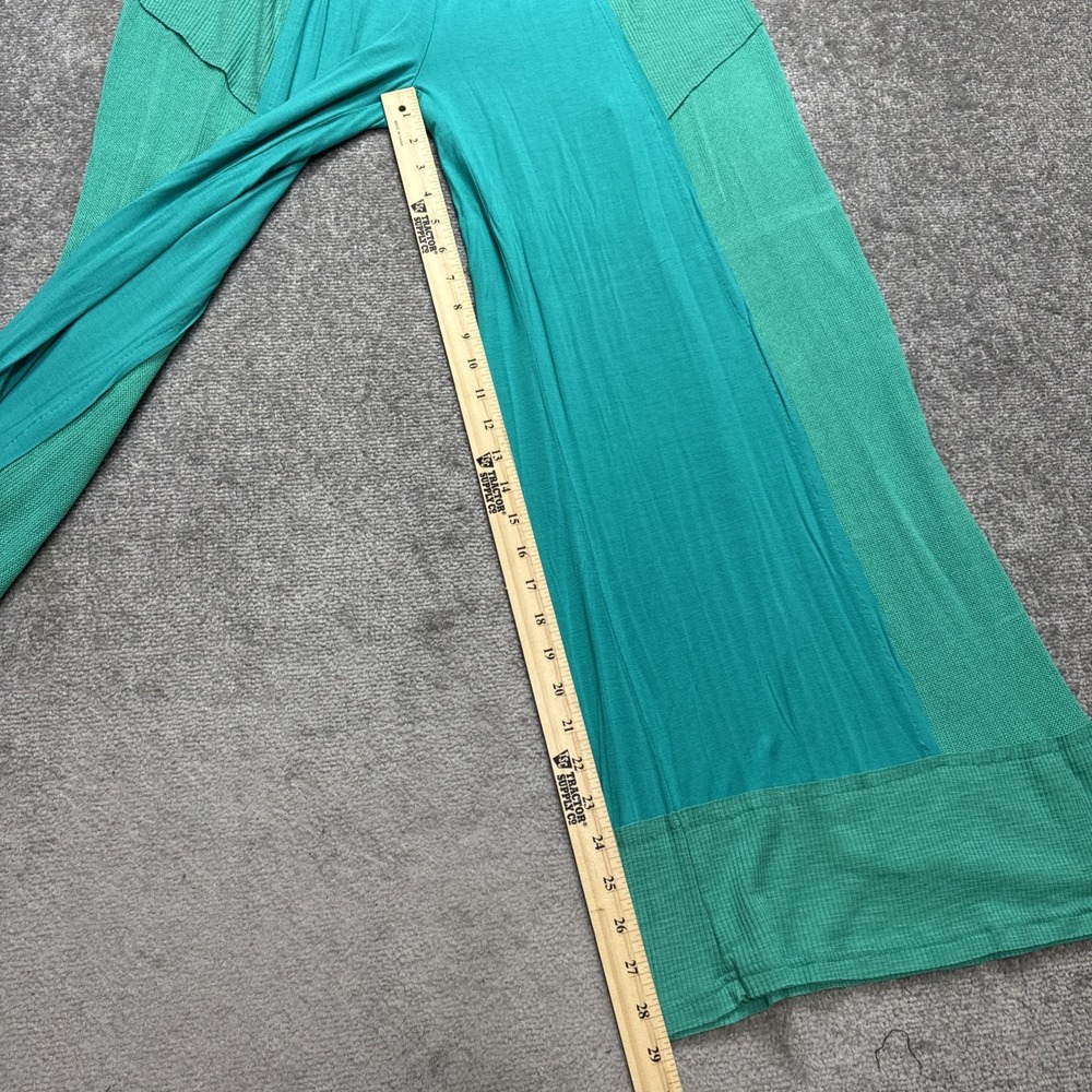 POL medium Boho Pants Green Colorblock Knit Wide Leg Flowy Hippie Soft - Picture 6 of 9